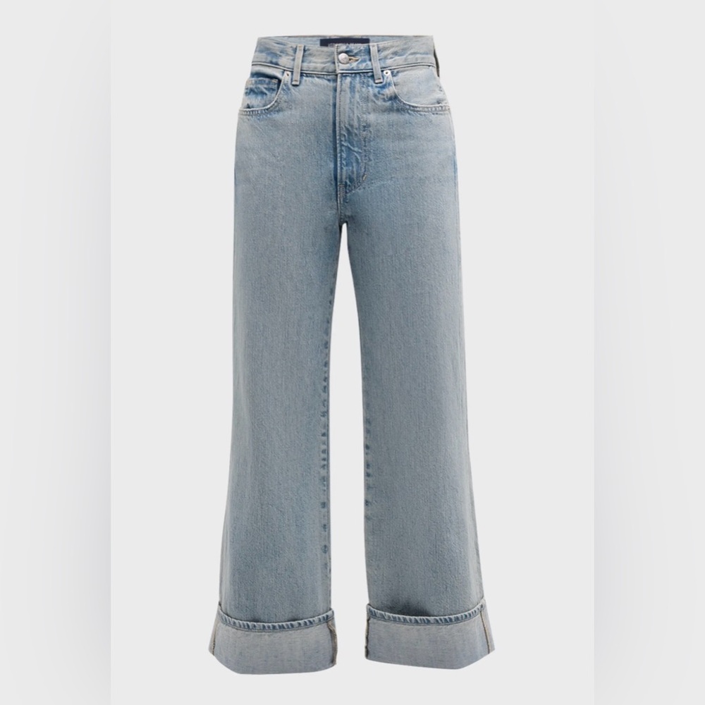 Veronica Beard Taylor Cropped Wide-Leg Jeans w cuffed - color: airway cloud